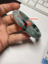 Load image into Gallery viewer, 56.5mm Certified Type A 100% Natural icy watery light green dark green chubby Jadeite Jade bangle BP36-8907
