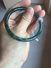 Load image into Gallery viewer, 56mm Certified Type A 100% Natural dark green/blue/gray Guatemala slim round cut Jadeite bangle PD16-4447
