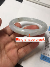 Load image into Gallery viewer, 54.7mm 100% natural type A icy watery light green/brown/black seaweed round cut jadeite jade bangle Q140-5253
