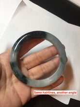 Load image into Gallery viewer, 卖了 56mm Certified Type A 100% Natural icy watery dark green/white//black Jadeite Jade bangle BL59-8587
