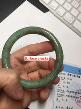 Load image into Gallery viewer, 55.5mm Certified Type A 100% Natural  dark green/gray round cut Jadeite Jade bangle D155-5370
