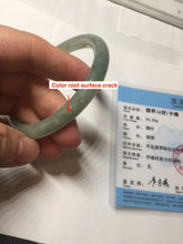 Load image into Gallery viewer, 57mm Certified type A 100% Natural  light green gray round cut Jadeite bangle PD39-9585
