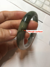 Load image into Gallery viewer, 57.4mm certified Type A 100% Natural dark green gray black white two tone(半山半水) Jadeite Jade bangle PB205-3354
