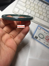 Load image into Gallery viewer, 57mm Certified Type A 100% Natural dark green/blue/gray with flying snow Guatemala slim round cut Jadeite bangle PA153-8824
