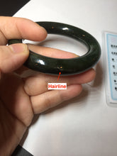 Load image into Gallery viewer, 54.7mm certified 100% Natural dark green/gray/black round cut Hetian nephrite Jade bangle HF78-0129

