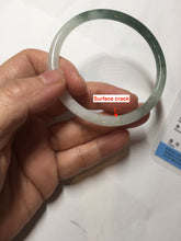 Load image into Gallery viewer, 55.3mm Certified type A 100% Natural icy watery dark green white half mountain half water two-tone(半山半水) slim round cut Jadeite bangle BG218-8579
