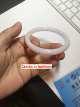 Load image into Gallery viewer, 53.5mm Certified type A 100% Natural light purple white slim round cut Jadeite bangle BN24-9125
