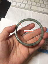 Load image into Gallery viewer, 55.6mm Certified Type A 100% Natural green/black/gray with dark green floating flowers slim round cut Jadeite bangle PD45-5754
