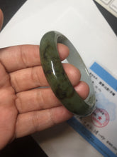 Load image into Gallery viewer, 55.5mm certificated Type A 100% Natural oily dark green/yellow/brown Jadeite Jade bangle D132-4069
