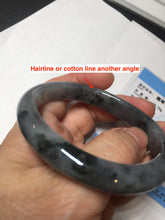 Load image into Gallery viewer, 52.4mm Certified 100% natural Type A black/white oval jadeite jade bangle AF93-2676
