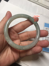 Load image into Gallery viewer, 54.5mm Certified type A 100% Natural  light green gray round cut Jadeite bangle PD37-9602
