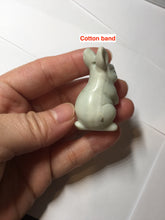 Load image into Gallery viewer, 100% Natural white beige with black/brown flying dandelions Osmanthus fragrant nephrite Jade bunny desk decor/worry stone HE100
