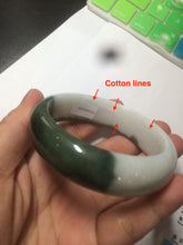 Load image into Gallery viewer, 54.8mm certified type A 100% Natural oily dark green/white(半山半水) chubby Jadeite Jade bangle C82-4436
