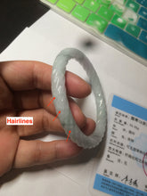 Load image into Gallery viewer, 58.1mm Certified 100% Natural type A light green/white vintage twist style Jadeite Jade bangle AY12-7997
