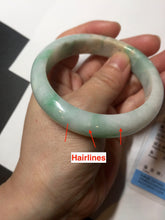 Load image into Gallery viewer, 57mm certified 100% natural type A sunny green/white jadeite jade bangle BN100-7706
