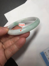 Load image into Gallery viewer, 51mm Certified Type A 100% Natural sunny green white Jadeite Jade oval bangle D161-5352
