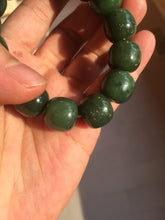 Load image into Gallery viewer, 13.7x13mm 100% Natural olive green/brown/black vintage style nephrite Hetian Jade bead bracelet HE95
