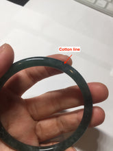 Load image into Gallery viewer, 59.5mm Certified Type A 100% Natural dark green/blue/gray with flying snow Guatemala slim round cut Jadeite bangle PD60-3365
