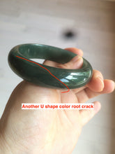 Load image into Gallery viewer, 57mm type A 100% Natural icy dark green/black jadeite jade bangle AY36-1097
