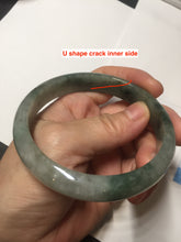 Load image into Gallery viewer, 60.5mm Certified Type A 100% Natural dark green/gray Jadeite Jade bangle S88-7057
