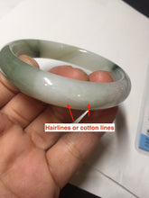 Load image into Gallery viewer, 53.9mm certified natural 100% natural Type A light green/white with green floating flowers jadeite jade bangle BP20-4999
