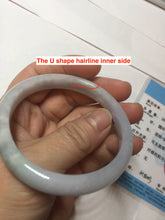 Load image into Gallery viewer, 53.5mm 100% natural light green purple white oval jadeite jade bangle X135-3836
