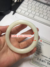 Load image into Gallery viewer, 58.5mm Certified 100% Natural white beige round cut nephrite Jade bangle HHE103-0942
