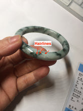 Load image into Gallery viewer, 54mm certified Type A 100% Natural light green with floating green flowers Jadeite Jade bangle AU14-3022
