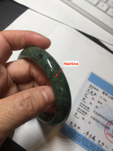 Load image into Gallery viewer, 57mm certified 100% natural dark green spinach green black jadeite jade bangle AS86-7086
