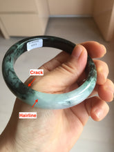 Load image into Gallery viewer, 58mm Certificate dark green/black/white sunny green/purple jadeite jade bangle BP27-4053
