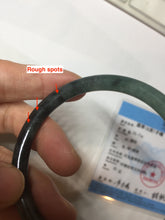Load image into Gallery viewer, 56mm Certified Type A 100% Natural dark green/black/blue with black floating flowers(Wuji) slim round cut Jadeite bangle PD112-6915
