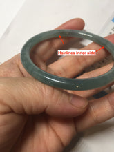 Load image into Gallery viewer, 55.5mm Certified Type A 100% Natural light green/blue/gray Guatemala slim round cut Jadeite bangle PD67-1481
