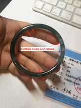 Load image into Gallery viewer, 58.5mm Certified Type A 100% Natural icy watery green/blue/black/gray slim round cut Guatemala Jadeite bangle PC91-3364
