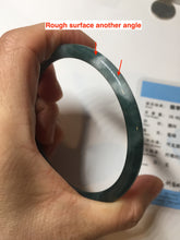 Load image into Gallery viewer, 63mm Certified Type A 100% Natural deep sea dark green/blue/black slim round cut Guatemala Jadeite bangle PC50-2063
