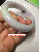 Load image into Gallery viewer, 53mm Certified 100% natural Type A olive green/white/purple jadeite jade bangle AZ2-0466
