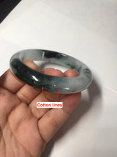 Load image into Gallery viewer, 54.3mm Certified Type A 100% Natural icy watery dark green/white//black Jadeite Jade bangle BM8-8573
