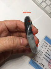 Load image into Gallery viewer, 卖了 55.5mm certified Type A 100% Natural black white light green (WuJi) Half Mountain, Half Water(半山半水) Jadeite Jade bangle PB157-58846
