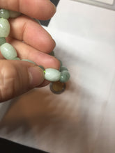 Load image into Gallery viewer, 100% natural type A icy watery light green olive shape(LU LU TONG) beads jadeite jade bracelet group BP147
