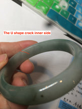 Load image into Gallery viewer, 50.5mm Certified Type A 100% Natural dark green/gray oval Jadeite Jade bangle AT93-2862
