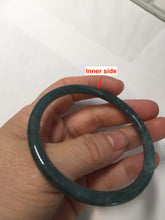 Load image into Gallery viewer, 58mm Certified Type A 100% Natural dark green/blue/gray with flying snow Guatemala slim round cut Jadeite bangle PA141-8833
