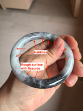 Load image into Gallery viewer, RESERVED! please don&#39;t order. Thank you. 55.5mm certified Type A 100% Natural black white light green (WuJi) chubby round cut Jadeite Jade bangle PB159-5845
