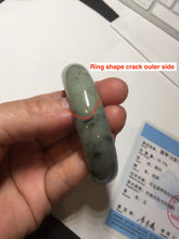 Load image into Gallery viewer, 54.5mm certified 100% natural icy watery light green with dark green flying flowers jadeite jade bangle S90-7079
