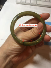 Load image into Gallery viewer, 53.2mm certified type A 100% Natural green/yellow with dark green floating flowers Jadeite Jade bangle PC104-9106
