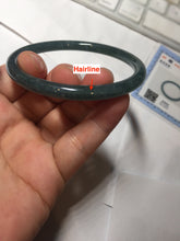 Load image into Gallery viewer, 57mm Certified Type A 100% Natural dark green/blue/gray with flying snow Guatemala slim round cut Jadeite bangle PA153-8824
