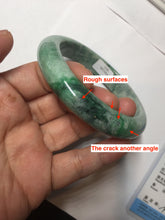 Load image into Gallery viewer, 60.5mm certified Type A 100% Natural sunny green gray black Jadeite Jade bangle BS81-9872
