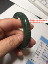 Load image into Gallery viewer, 57mm certified 100% natural dark green spinach green black jadeite jade bangle AS86-7086
