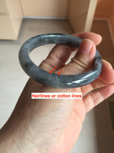 Load image into Gallery viewer, 52.4mm Certified 100% natural Type A black/white oval jadeite jade bangle AF93-2676
