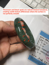 Load image into Gallery viewer, 55.5mm Certified Type A 100% Natural oily dark green(老油青)/gray Jadeite bangle BG225-3214
