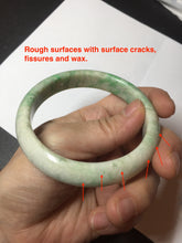 Load image into Gallery viewer, 58mm Certified type A 100% Natural sunny green/white Jadeite bangle AY85-3474
