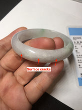 Load image into Gallery viewer, 47mm certified 100% natural Type A icy watery sunny green white oval jadeite jade bangle BP47-9362
